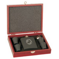 Promotional Gifts - Rosewood Finish Flask Set w/ Black Flask